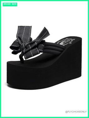 Womens Platform Wedge Flip Flops Chunky High Heel Sandals Beach Thong Heeled